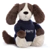 Bashful Fudge Puppy with Personalised Navy Jumper