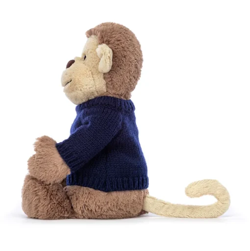 Bashful Monkey with Personalised Navy Jumper