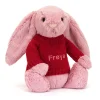 Bashful Tulip Pink Bunny with Personalised Red Jumper