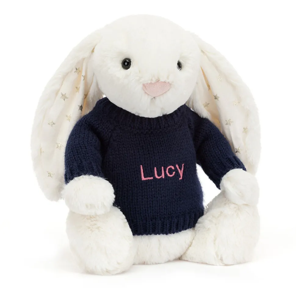 Bashful Twinkle Bunny with Personalised Navy Jumper