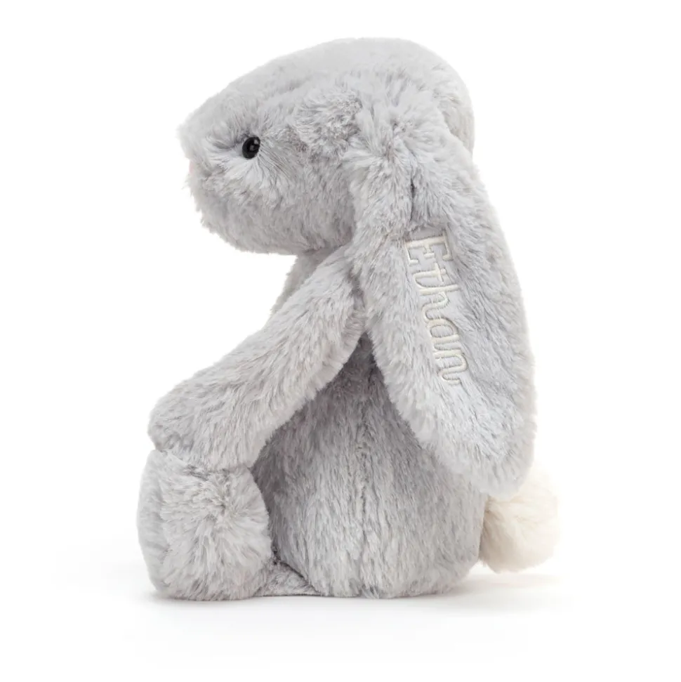 Personalised Bashful Silver Bunny Medium